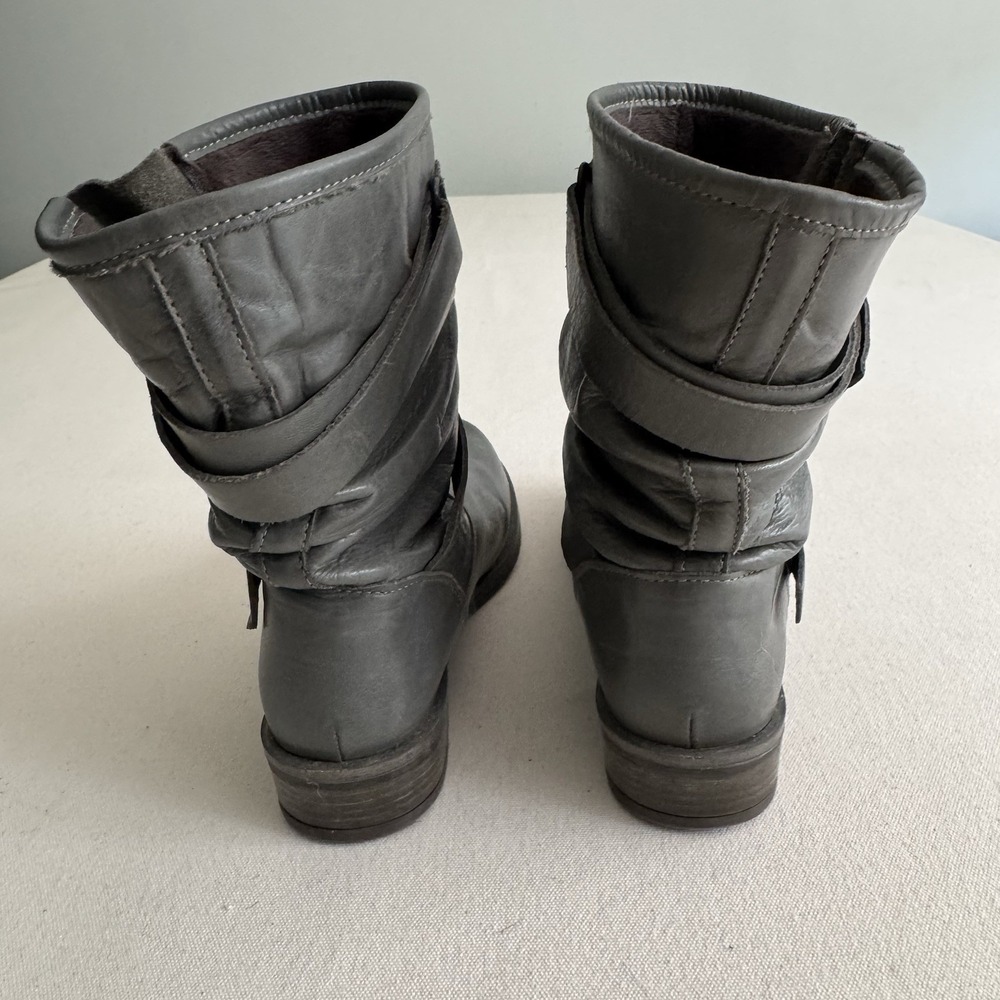 Eric Michael Women's Laguna Boot Size 37 7 Gray Leather Slouch Moto Biker Bootie - Picture 5 of 15